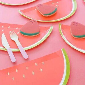 NWT - Meri Meri Watermelon Paper Plates (16) and Paper Napkins (32)
